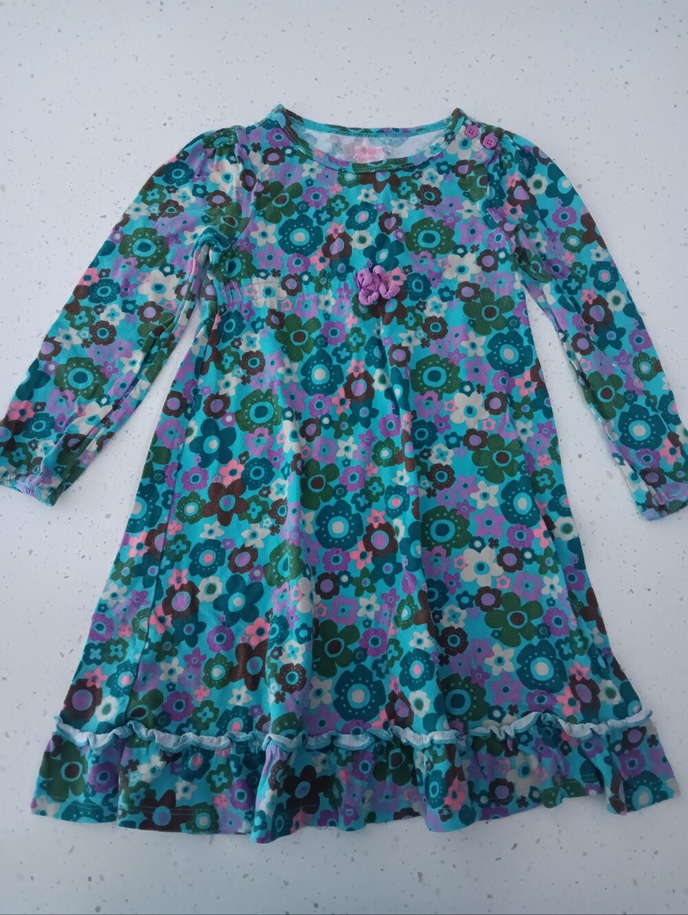 Girls' Vintage OshKosh B'gosh Teal Floral Dress Size 4T
